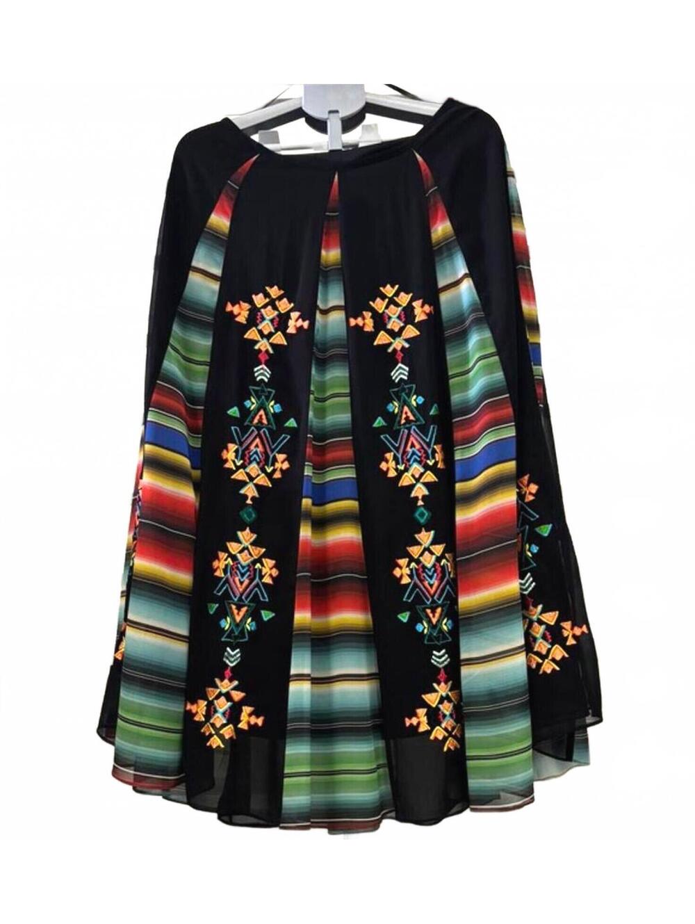 VINTAGE COLLECTION L MAXI SKIRT SOUTHWESTERN EMBROIDERED CHIFFON LINED NWOT